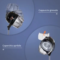 HOMCOM Casco Asciugacapelli 1180W ad Altezza Regolabile con Timer 60 Minuti e Ruote Girevoli, 65x65x115-165 cm, Nero(m-4)