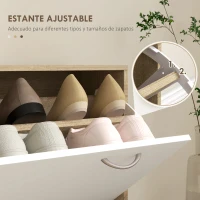 HOMCOM Recibidor de Entrada con Espejo Perchero y Zapatero Mueble de Recibidor de 2 Piezas con Ganchos Estantes Cajón Natural(m-6)