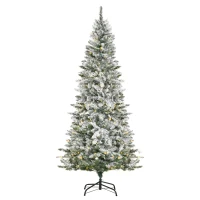 HOMCOM Albero di Natale 210 cm con Luci Incorporate, Albero di Natale Artificiale Innevato con 250 Luci LED Colorate, 829 Rami e Base Pieghevole, Verde(m-1)