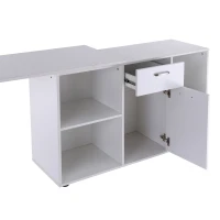 HOMCOM Escritorio Mesa de Ordenador Mesa Esquinera Oficina 2 Formas con 4 Estantes 1 Cajón 1 Puerta Mesa de Despacho Escuela Estudio Madera(m-7)