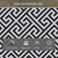 Outsunny Outdoor Rug Reversible Mat Plastic Straw Rug Portable RV Camping Mat for Garden Deck Picnic Indoor, 121 x 182 cm (4 x 6 ft), Black & White(m-5)