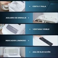 HOMCOM Máquina de Hacer Hielo 12 kg/24h Autolimpieza 9 Cubitos de Hielo en 6-12 Minutos 2 Tamaños de Cubitos Crema(m-7)