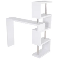 HOMCOM Bartisch-Regal Combi Stehtisch Tresentisch mit 4 Ablagefläche Multi-Winkel-Platzierung Drehbar Weiß 175x30x164,5 cm(m-7)