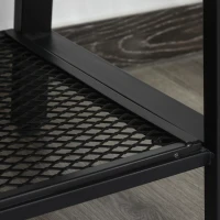 HOMCOM Meuble TV design industriel dim. 100L x 40l x 50H cm grand plateau 2 niches + étagère panneaux particules coloris boisé métal noir(m-8)