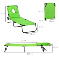 Outsunny Transat de Jardin Chaise Longue Pliante Bain de Soleil pour Lecture vert(m-3)