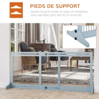 PawHut Barrière de sécurité pour chien extensible longueur réglable 104-183 x 36 x 69 cm pin bleu gris(m-5)