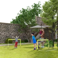 HOMCOM Two Football Goal Nets, Foldable Outdoor Sport Training Equipment, for Teens, Adults, with Carrying Bag, Yellow(m-10)