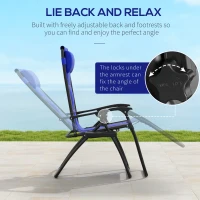 Outsunny Zero Gravity Lounger Chair Set of 2, Folding Reclining Patio Chair with Padded Seat, Cup Holder, Soft Cushion and Headrest for Poolside, Camping, Blue(m-4)