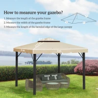 Outsunny Tettuccio di Ricambio per Gazebo da Giardino 3x3m con Tetto a 2 Livelli in Poliestere Beige(m-3)