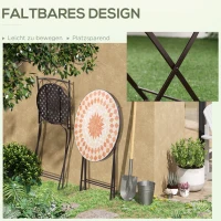 Outsunny 3-teiliges Bistroset Bistro-Set Balkon, Mosaik-Muster, 2er Bistro-Set, Braun + Gelb(m-5)