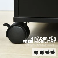 HOMCOM Rollcontainer mit 5 Schubladen, Aktenschrank, 4 Rollen, Schwarz(m-5)