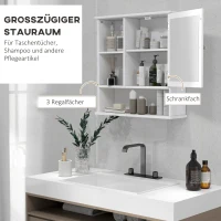 kleankin Spiegelschrank Badschrank Hängeschrank Badmöbel Wandschrank Mehrzweckschrank, Spanplatte+MDF, Weiß, 60 x 18 x 63 cm(m-5)