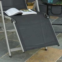 Outsunny Outdoor Sun Lounger 10-Position Adjustable Texteline Folding Reclining Chairs with Footrest for Patio Garden, Black(m-9)