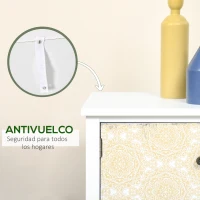 HOMCOM Cómoda para Dormitorio Bohemio con 2 Cajones 3 Compartimentos Diseño Anti-vuelco 68x34x80 cm Blanco(m-6)