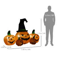 Outsunny 6ft Inflatable Halloween Large Pumpkin in Hat with Four Small Pumpkins, Blow-Up Outdoor LED Display for Lawn, Garden, Party(m-3)