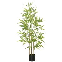 HOMCOM Plante artificielle Bambou arbre artificiel hauteur 120 cm avec pot, décoration interieur, très réaliste