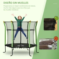 HOMCOM Cama Elástica Infantil Trampolín para Niños +3 Años con Red de Seguridad Ø163,5x163,5 cm Verde(m-5)