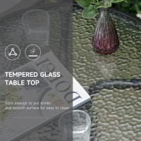 Outsunny 3 Piece Outdoor Bistro Set, Patio Conversation Furniture Set with 2 Folding Backrest Adjustable Armchairs and Glass Top Coffee Table, Grey(m-6)