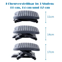 HOMCOM Fußstütze, höhenverstellbar, verstellbarer Neigungswinkel  46 cm x 35 cm x 11-17 cm, Grau(m-5)