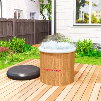 SPORTNOW Eisbadewanne, 300 Liter aufblasbare Eiswanne für Muskelentspannung mit Abdeckung, Tragetasche, Luftpumpe, Braun(m-2)