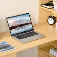 HOMCOM Scrivania Computer con Libreria Salvaspazio, Tavolo da Pranzo per Ufficio e Studio in Truciolato 120x55x120 cm(m-8)