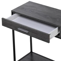 HOMCOM Console Table Worktop Bottom Shelf Home Two Drawer Industrial Minimal Style Grey Wood Tone Effect(m-8)