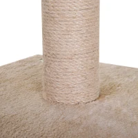 PawHut Arbre à chat 3 griffoirs grattoirs sisal naturel plateformes panier niches et boule suspendue dim. 60L x 40l x 92H cm peluche haute densité 500 g/m² gris beige(m-6)