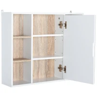 HOMCOM Bathroom Mirror Cabinet, Wall Mounted Storage Cabinet with Open Cupboard and Adjustable Shelf, White(m-11)