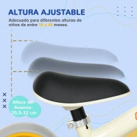 AIYAPLAY Bicicleta de Equilibrio Infantil +18 Meses con Asiento Ajustable en Altura Carga 25 kg 66,5x34x47 cm Blanco y Naranja(m-4)