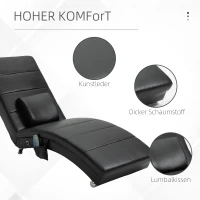 HOMCOM Relaxliege mit Massagefunktion Loungesessel Ergonomisch hohe Rückenlehn, mit Massagefunktion und Kissen mit Zero-G Design Lounge Sessel Kunstleder Metall Schaumstoff Schwarz 58 x 163 x 87 cm(m-4)