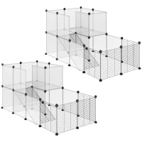 PawHut Lot de 2 enclos pour petits animaux design DIY cage modulable pour cochon d'Inde lapin chinchillas(m-10)