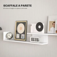 HOMCOM Mobile TV con Mensola a Muro, Ripiani Aperti e Armadietto in Legno, Bianco e Nero(m-6)