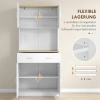 HOMCOM Küchenschrank Küchenbuffet Hochschrank, 1 Schublade, 1 Regal, 80 cm x 40 cm x 180 cm, Weiß(m-5)