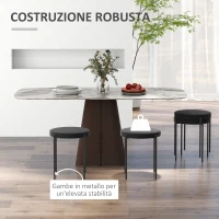 HOMCOM Set 4 Sgabelli Bassi e Rotondi in Metallo e Tessuto Effetto Velluto, 41.5x41.5x46 cm, Nero(m-4)