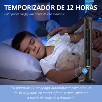 HOMCOM Ventilador Vertical 45W con Mando a Distancia 3 Velocidades 4 Modos Pantalla LED Temporizador 12h y Oscilante 70° Negro(m-7)