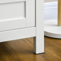 HOMCOM Aparador para Salón Armario Auxiliar con 2 Puertas de Vidrio 3 Cajones Estante Ajustable para Cocina 120x40x70 cm Blanco(m-9)