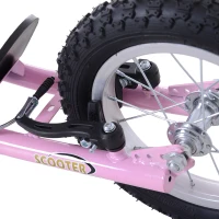 HOMCOM Patinete 135x58x92-100 cm 2 Ruedas 16/12 pulgadas con 2 Frenos Scooter + Caballete Rosa(m-8)