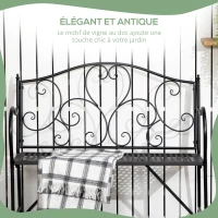 Outsunny Banc de jardin 2 places banquette extérieur terrasse patio en acier style romantique - 106 x 42 x 95 cm noir(m-4)