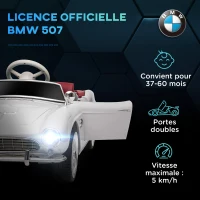 HOMCOM Voiture électrique pour enfant licence BMW 507 style rétro vintage 12V max. 5km/h télécommande blanc(m-4)