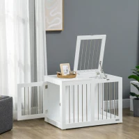 PawHut Casetta per Cani Taglia Media con 2 Porte Bloccabili, Gabbia in Acciaio e MDF, 80x50x56.5 cm, Bianco(m-2)