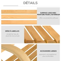 Outsunny Banc Suspendu 2 places balancelle de jardin en bois assise et dossier à lattes chaînes incluses naturel(m-6)