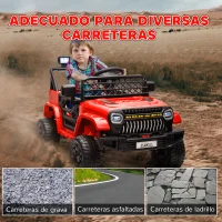 AIYAPLAY Coche Eléctrico para Niños con Batería 12V Mando a Distancia Velocidad Ajustable USB Faros Bocina Rojo(m-6)