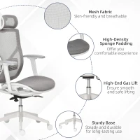 Vinsetto Ergonomic Office Chair with 360° , Wheel, Mesh Back, Adjustable Height & 3D Armrest for Home Office, Grey(m-7)