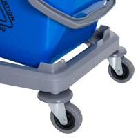 HOMCOM Putzwagen Reinigungswagen Wischwagen mit 2 Eimern Systemwagen mit 4 leichtgängigen Rollen Metall+PP Blau+Rot 73 × 45 × 92 cm(m-6)