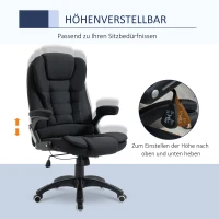 Vinsetto Bürostuhl Computerstuhl entspanntes Hinlegen höhenverstellbarer Schreibtischstuhl  ergonomisch 360° Schaumstoff Kunststoff-Kunststoff leinenartiges Polyester Schwarz 65 x 72 x 100-120 cm(m-4)
