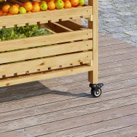 Outsunny Gemüsehorde mit 5 Regalen, Obstkiste, Gemüsekiste, wetterbeständig, 4 Rollen, 73 cm x 45 cm x 91 cm, Natur(m-7)