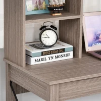 HOMCOM Schreibtisch mit 4 kleine Bücherregal aus Spanplatte platzsparend und geeignet für Schlafzimmer Büro Natur 105 x 50 x 137,5 cm(m-6)