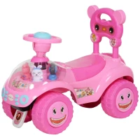 AIYAPLAY Foot to Floor oddler Ride on Toy w/ Music, Light, Horn, Under Seat Storage, Anti-Over-Backwards Device, Pink(m-11)