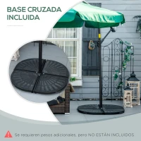 Outsunny Sombrilla de Jardín Parasol Excéntrico con Rotación de 360° Manivela y Base Cruzada Ø293x240 cm Verde(m-7)