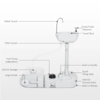 Outsunny Portable Toilet and Camping Sink Set with Fresh and Waste Tank, Wastewater Recycled Set for Outdoor Events(m-6)